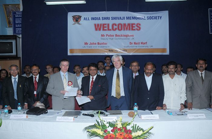 Group photo at the All India Shri Shivaji Memorial Society welcome event